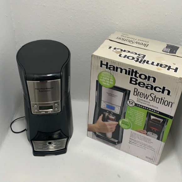 Hamilton Beach BrewStation Dispensing Coffee Maker 12-Cup Silver Black - Picture 1 of 10